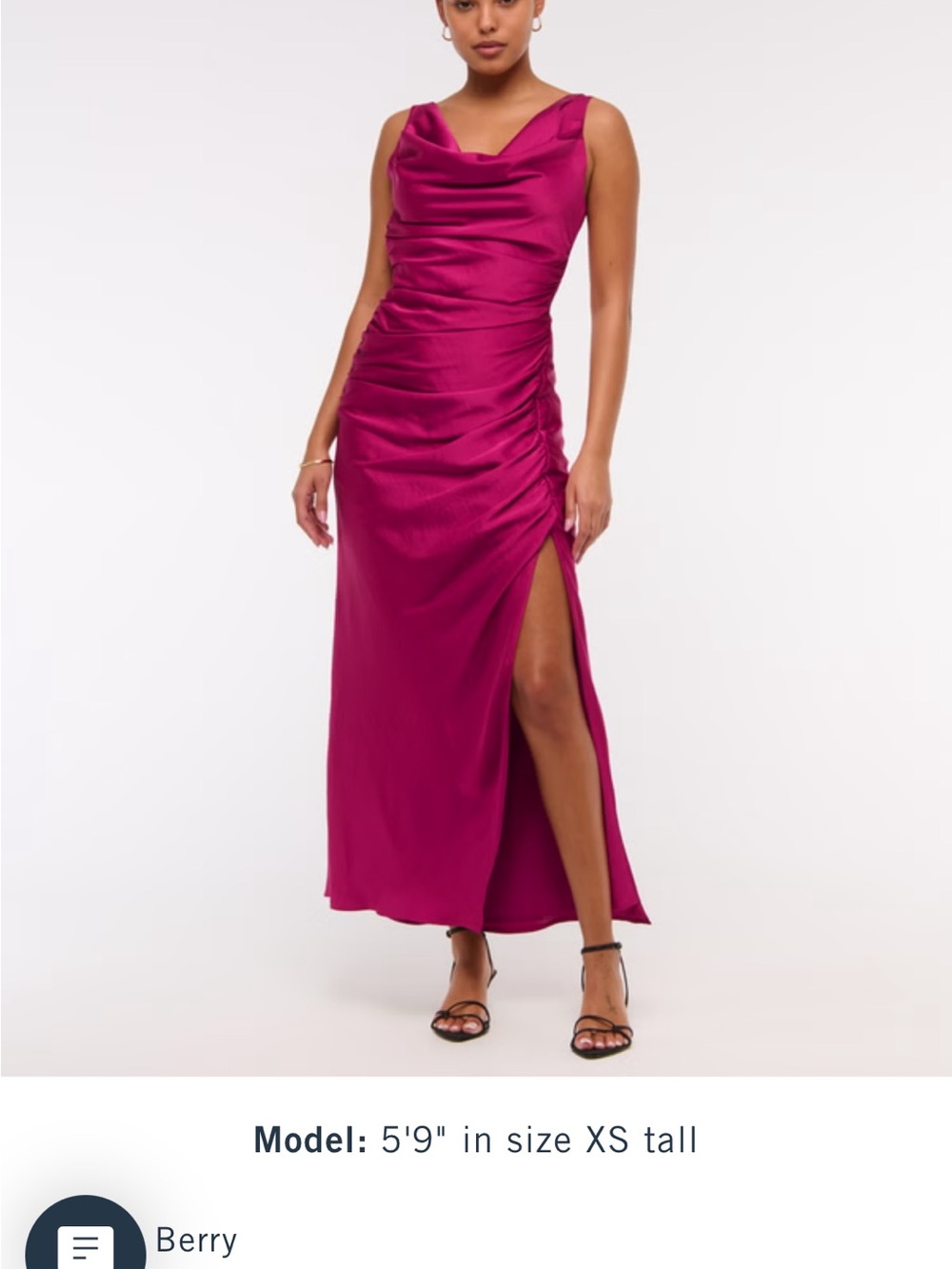 Abercrombie & Fitch Fuchsia Satin Cowl Neck Maxi Dress with Side Slit